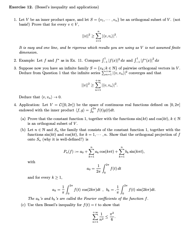 Solved Exercise 11. Let f(x) = exp(r). Determine the | Chegg.com