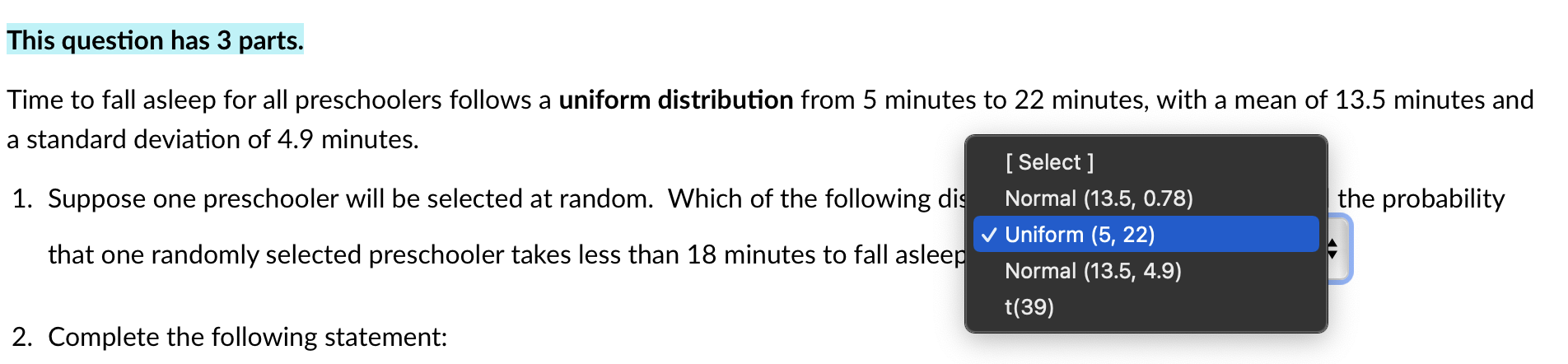 Solved Question 1 3 pts This question has 3 parts. Time to | Chegg.com