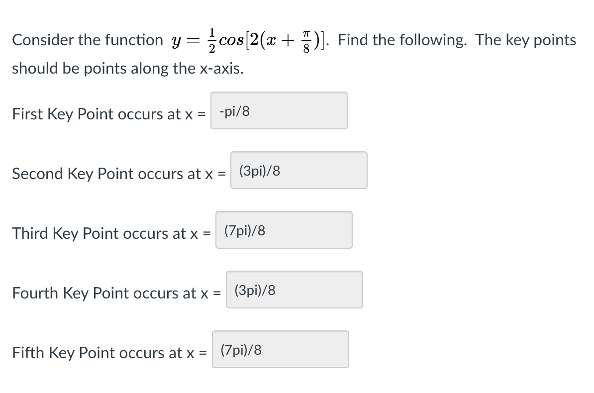 Solved = Consider the function y = {cos[2(x + 3)]. Find the | Chegg.com