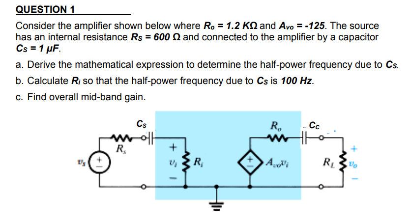 Solved Consider the amplifier shown below where Ro = 1.2 KΩ | Chegg.com