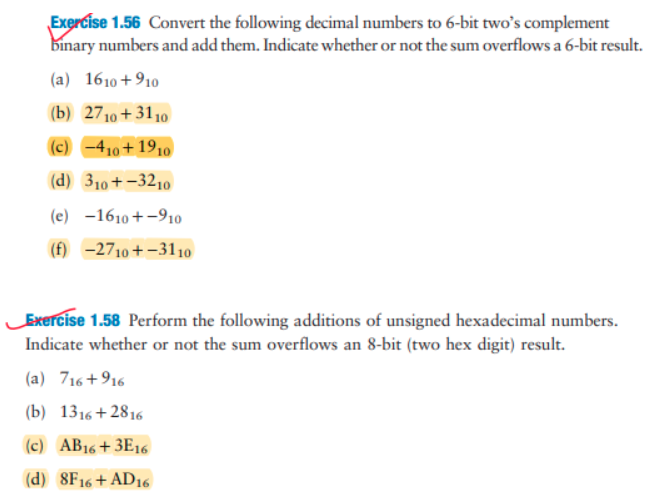 Solved Exercise 1.56 Convert the following decimal numbers