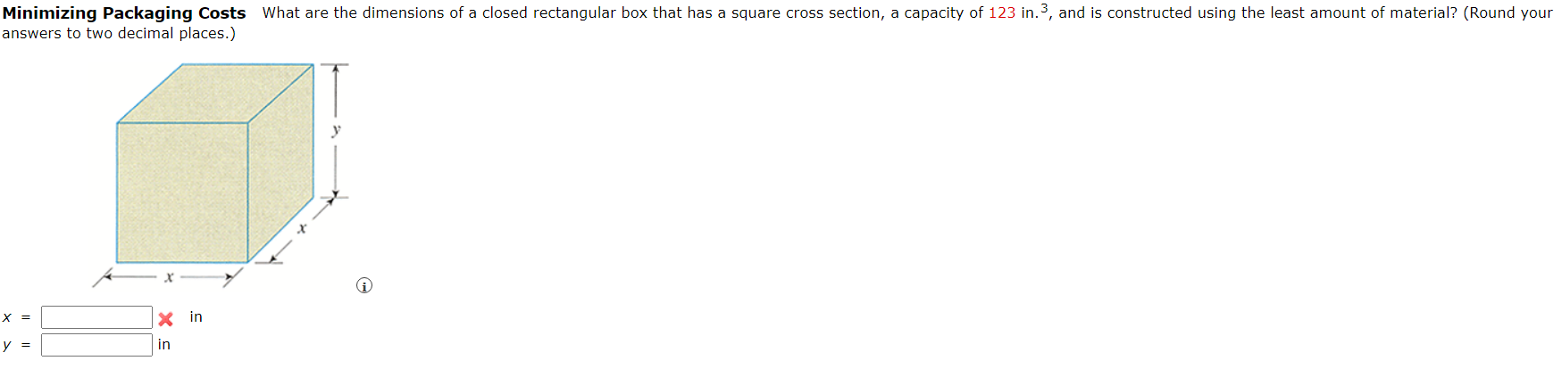 Solved Minimizing Packaging Costs What are the dimensions of | Chegg.com
