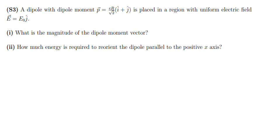 Solved S3 A Dipole With Dipole Moment P F I I Is Pl Chegg Com