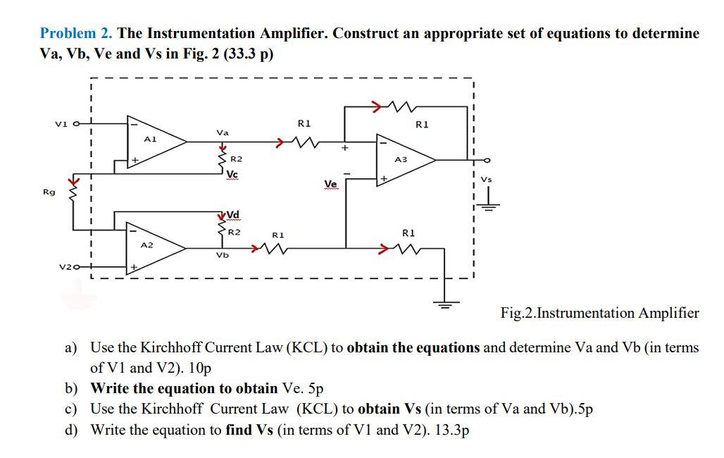 Solved Problem 2. The Instrumentation Amplifier. Construct | Chegg.com