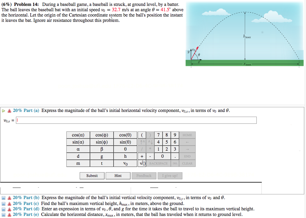 Solved (6\%) Problem 14: During a baseball game, a baseball | Chegg.com
