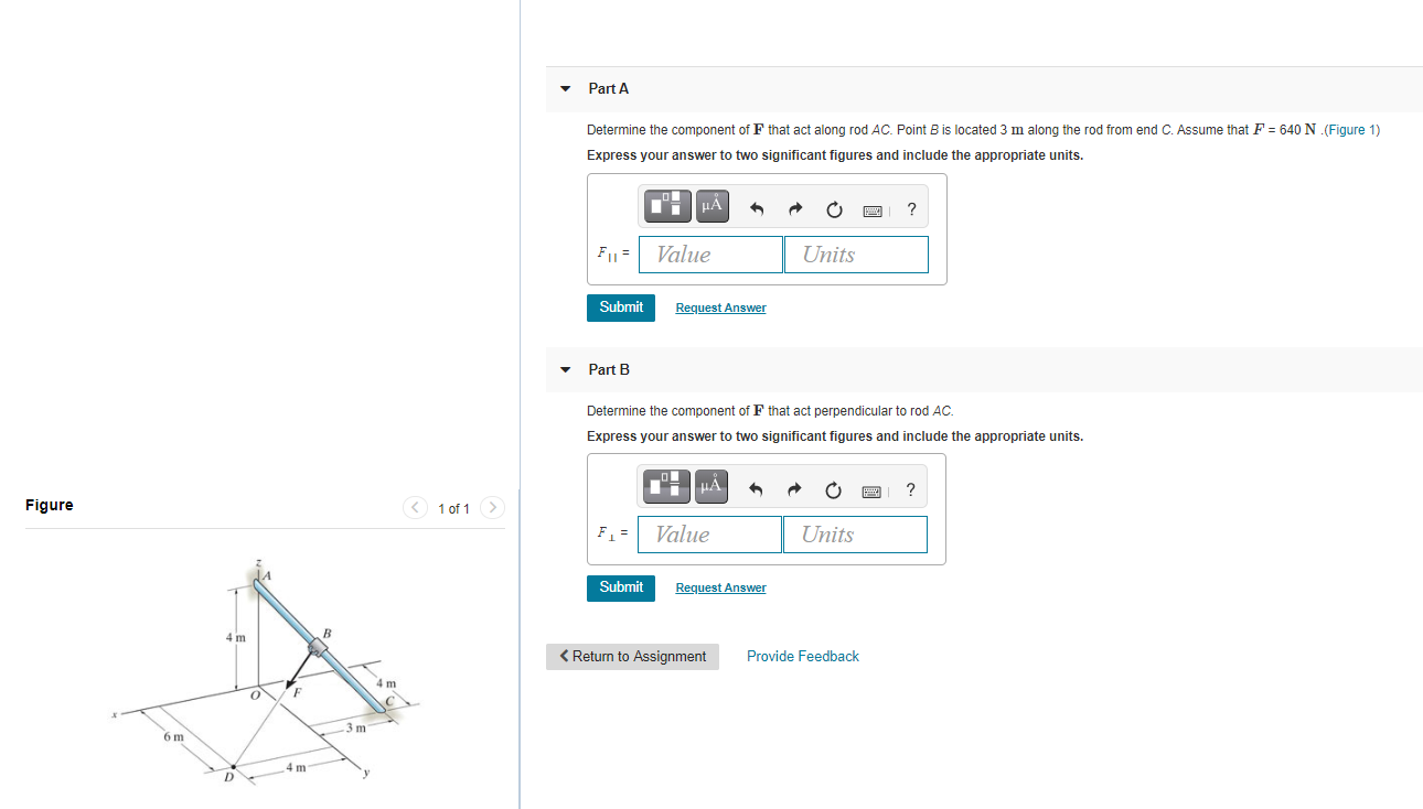 Solved Part A Determine the component of F that act along | Chegg.com