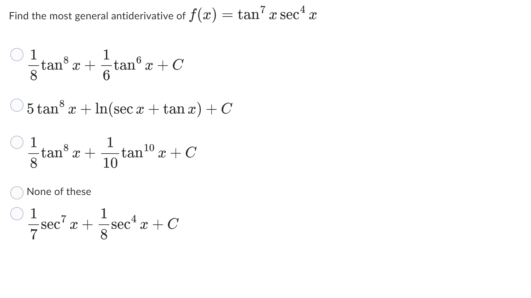 [Solved] ( d ) the most general antiderivative of ( f(