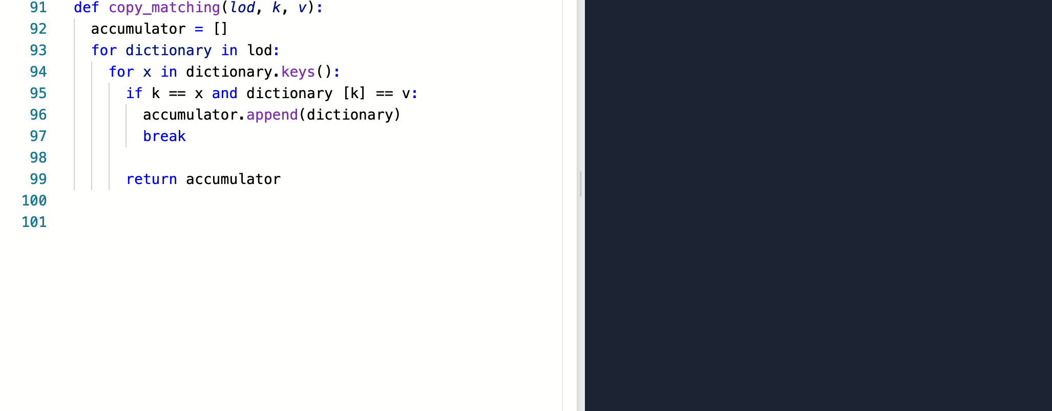Solved = 91 92 93 94 95 96 97 98 99 100 101 == def | Chegg.com