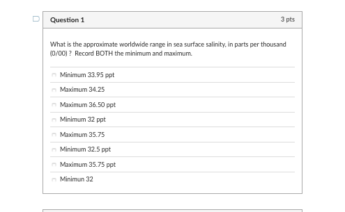 Solved The salt content (or salinity) of the surface waters Chegg com