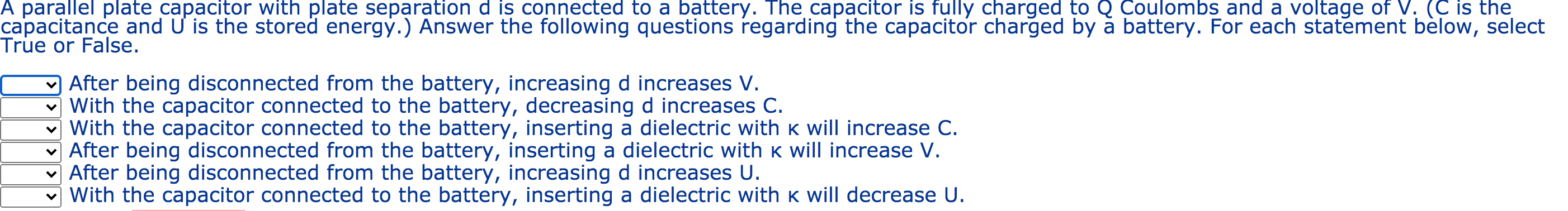 A Parallel Plate Capacitor With Plate Separation D Is Chegg Com