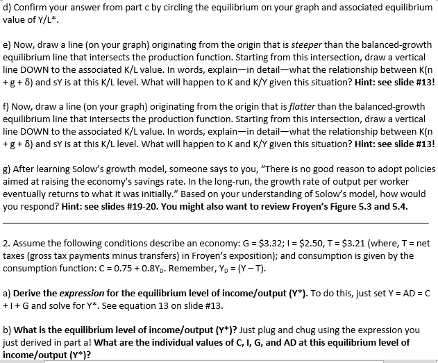 Problem Set 3 Growth Theory Keynesian Macro Th Chegg Com