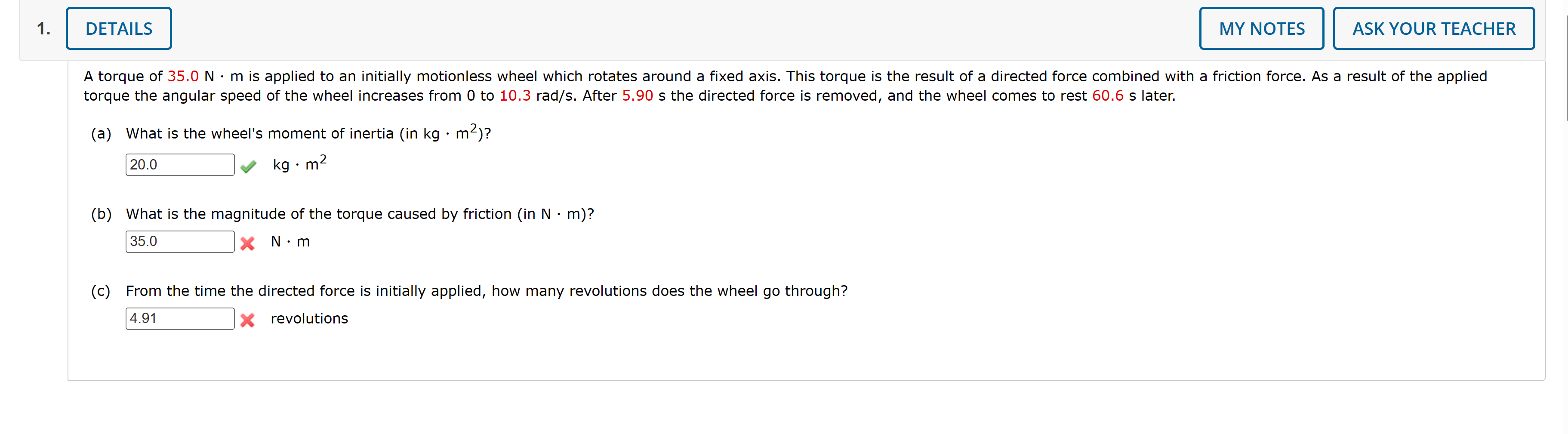 Solved torque the angular speed of the wheel increases from | Chegg.com