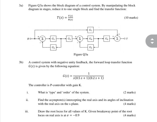 Solved 3a) Figure Q3a shows the block diagram of a control | Chegg.com