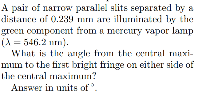 Solved A Pair Of Narrow Parallel Slits Separated By A 