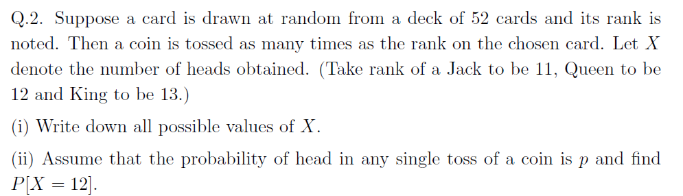 Solved Q.2. Suppose A Card Is Drawn At Random From A Deck Of | Chegg.com