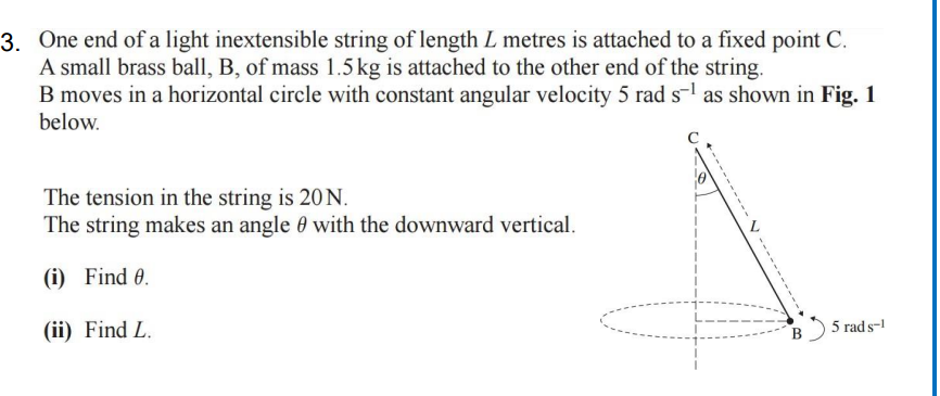 Solved 3. One end of a light inextensible string of length L | Chegg.com