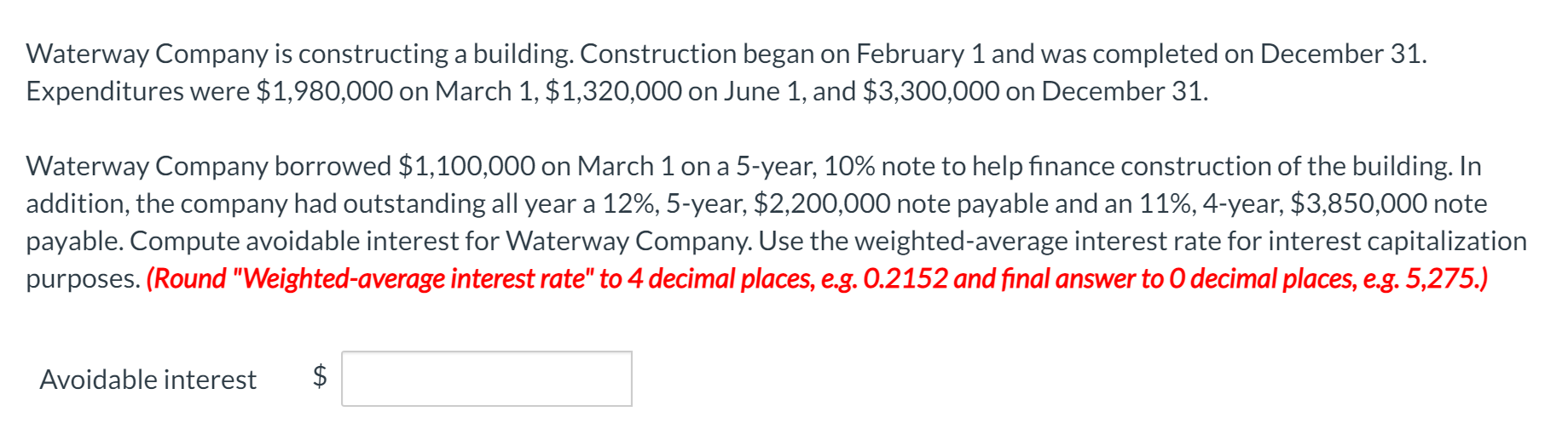 Solved Waterway Company is constructing a building. | Chegg.com