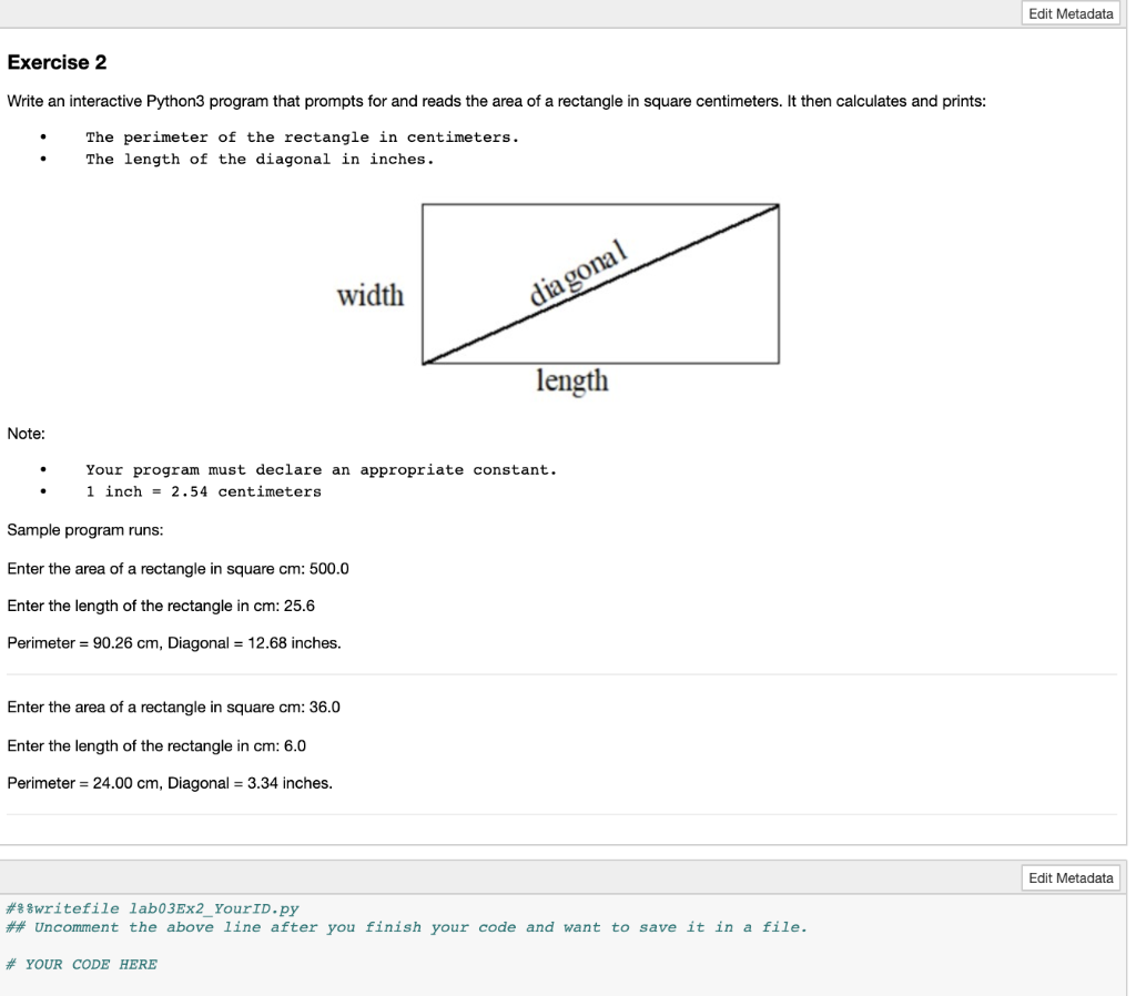 Solved Edit Metadata Exercise 19 Write an interactive Python19