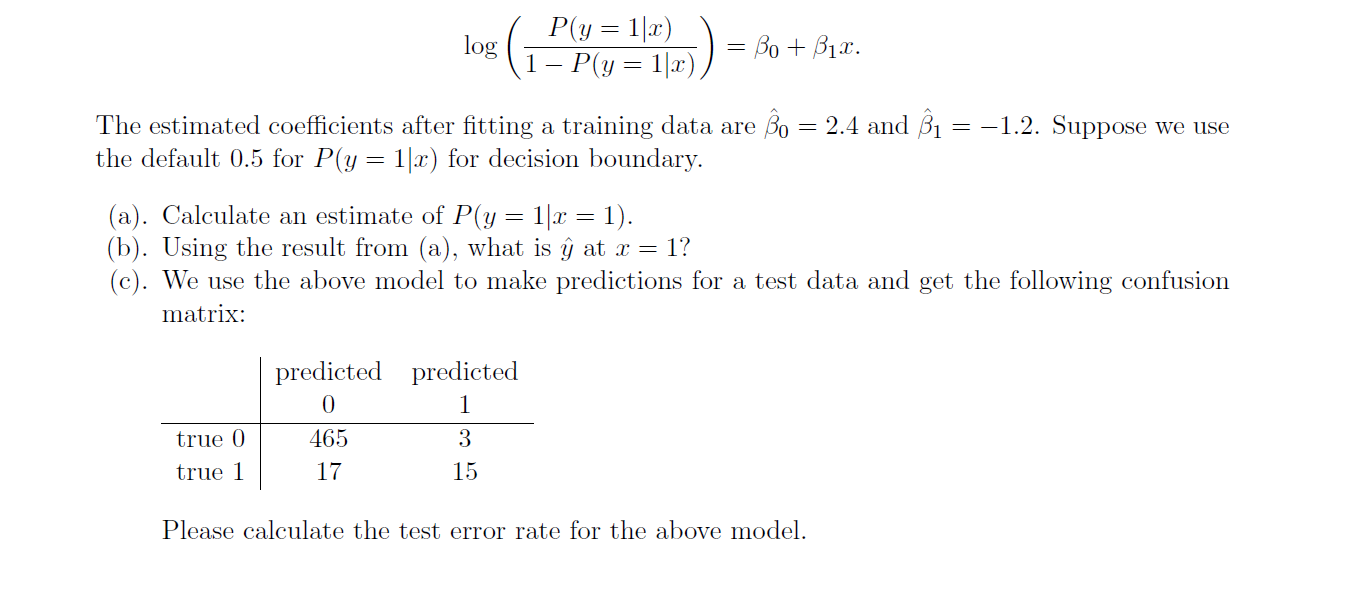 Solved Consider a sample data with a binary response y | Chegg.com