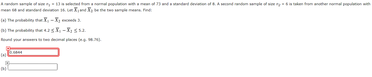 Solved A random sample of size n1 = 13 is selected from a | Chegg.com