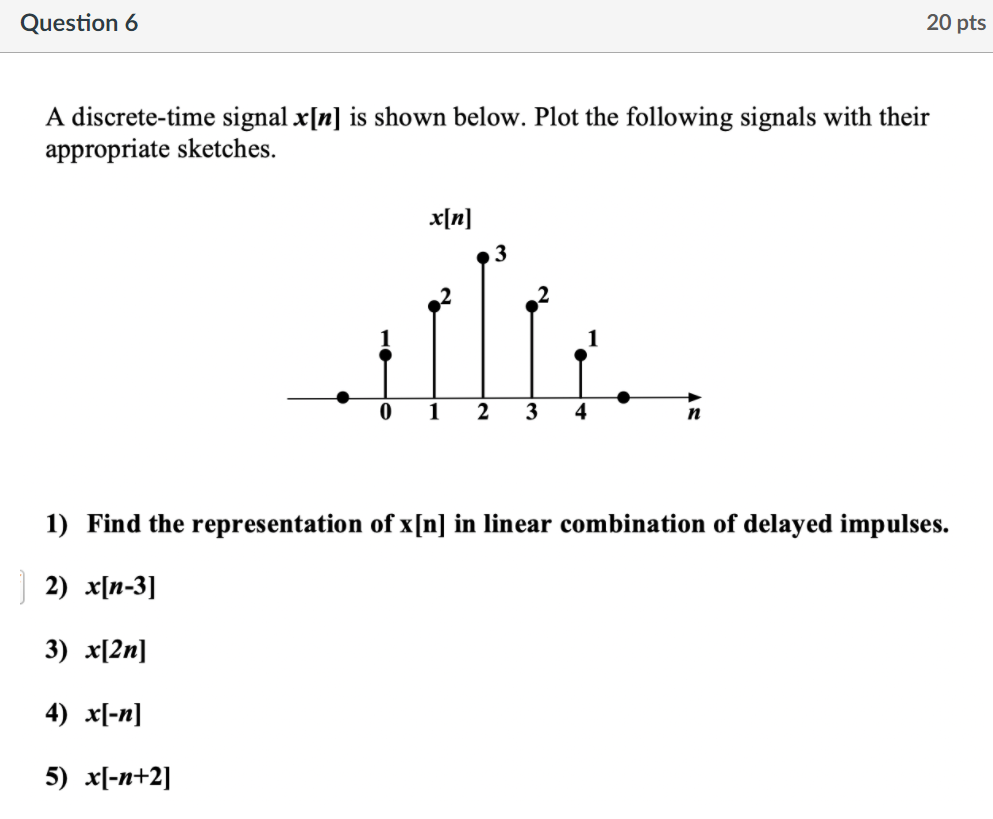 Solved Question 6 20 Pts A Discrete Time Signal X[n] Is