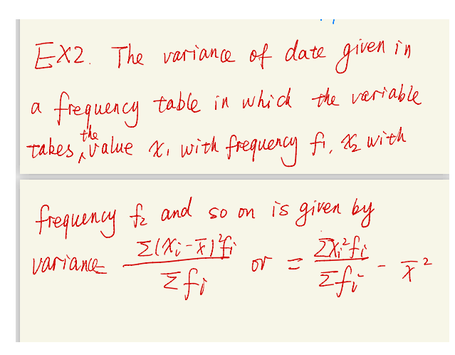Solved EX2. The variance of date given in frequency table in