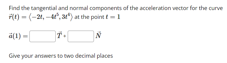 Solved Find the tangential and normal components of the | Chegg.com