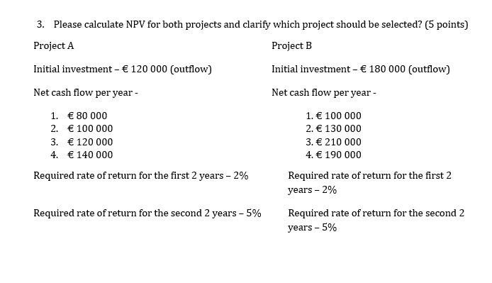 Solved 3. Please calculate NPV for both projects and clarify | Chegg.com