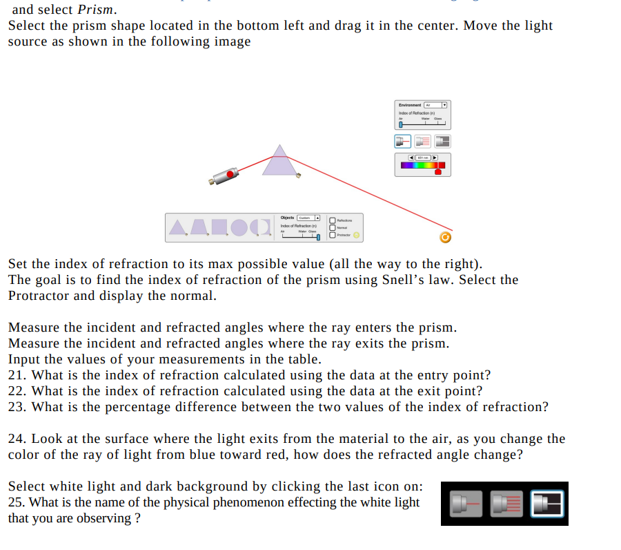 Solved Please search up Bending Light Phet google help |