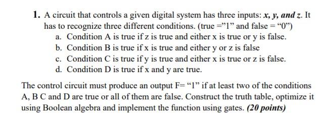 Solved A Circuit That Controls A Given Digital System Has | Chegg.com