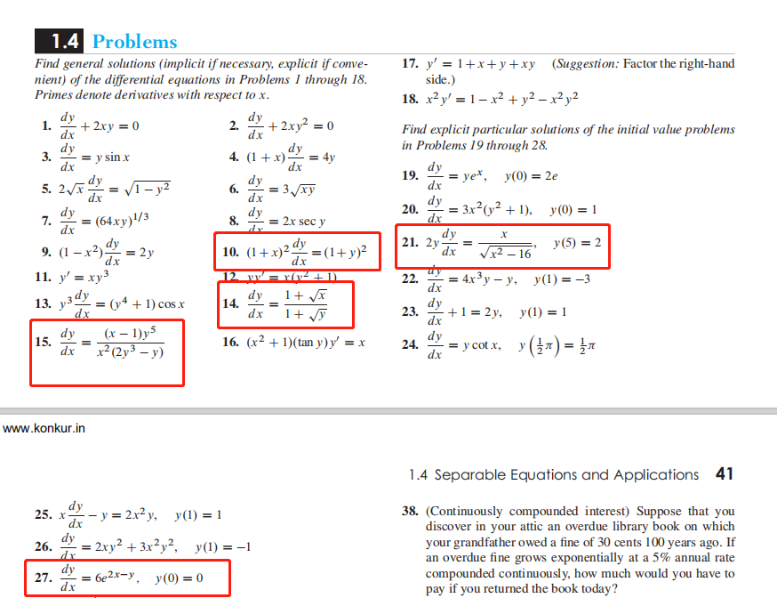 Solved 19. = 1.4 Problems Find general solutions (implicit | Chegg.com