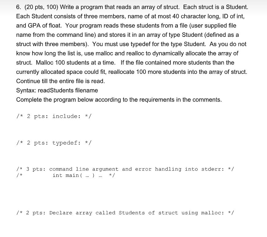 6. (20 pts, 100) Write a program that reads an array | Chegg.com