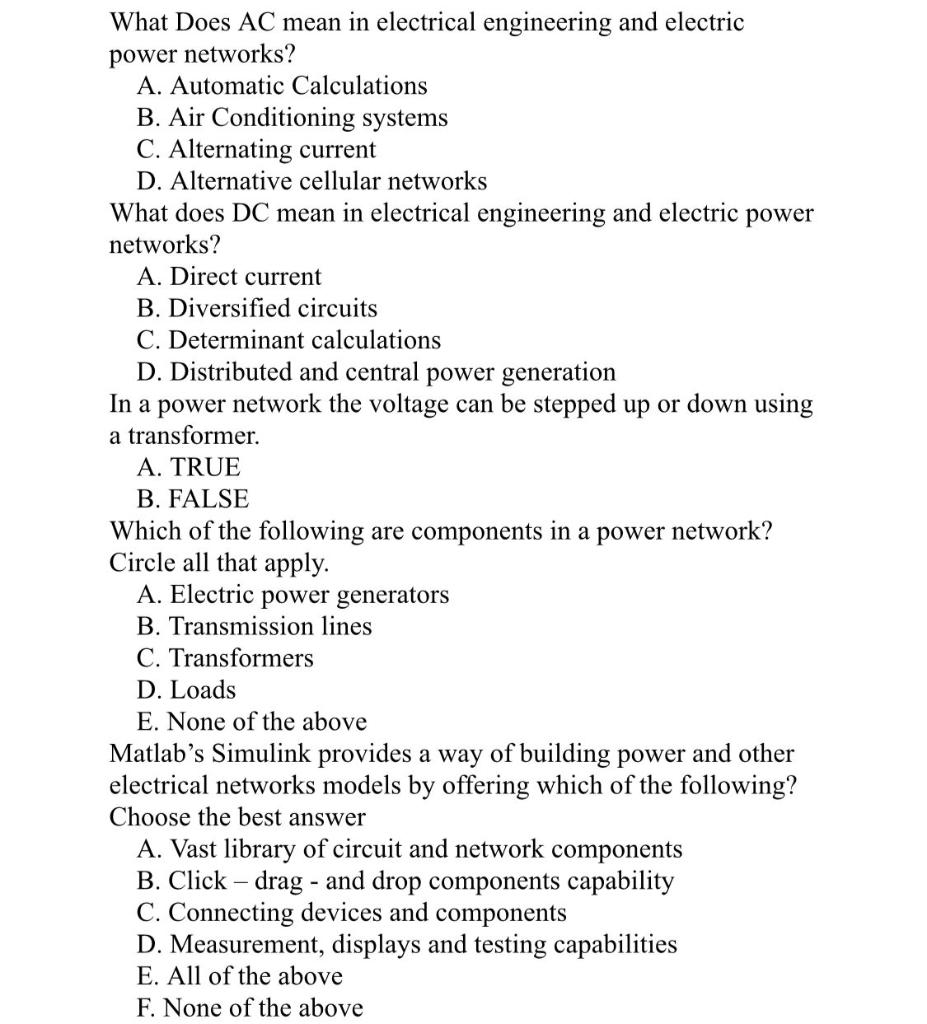 Solved What Does AC mean in electrical engineering and