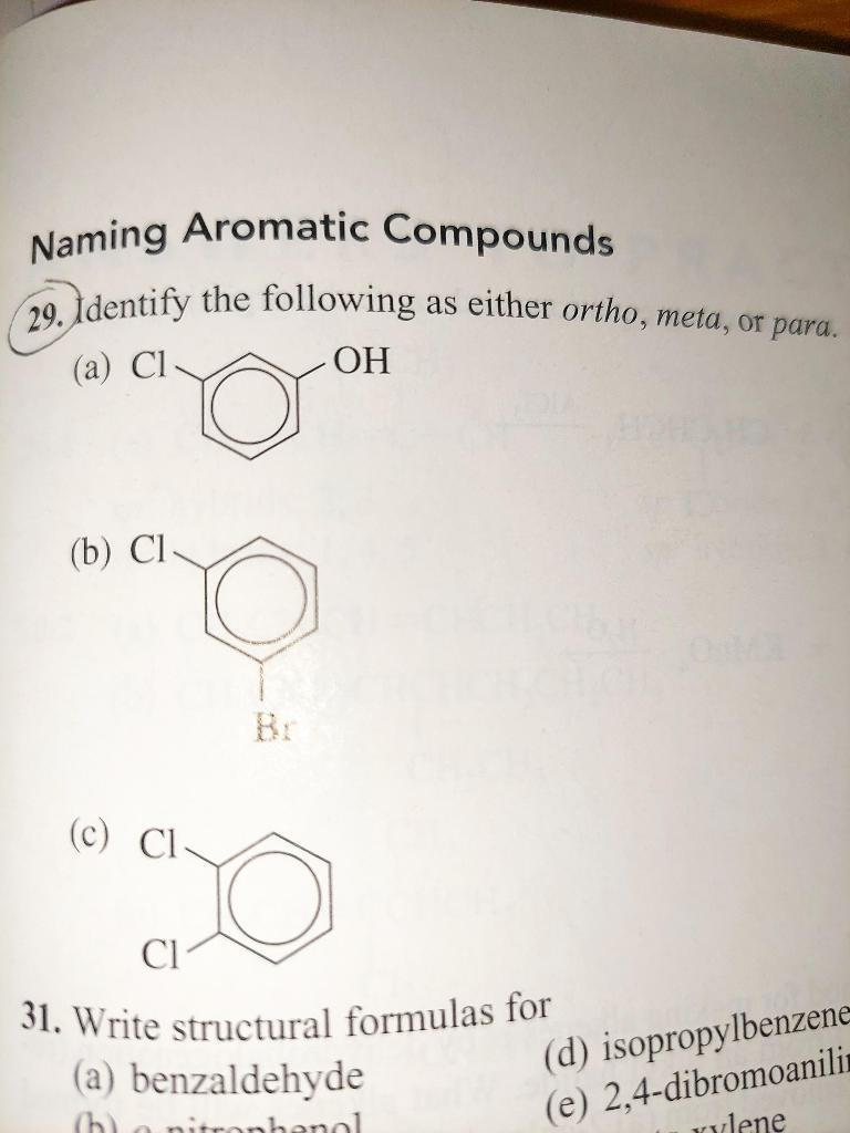 Solved Naming Aromatic Compounds 29 Identify The Following