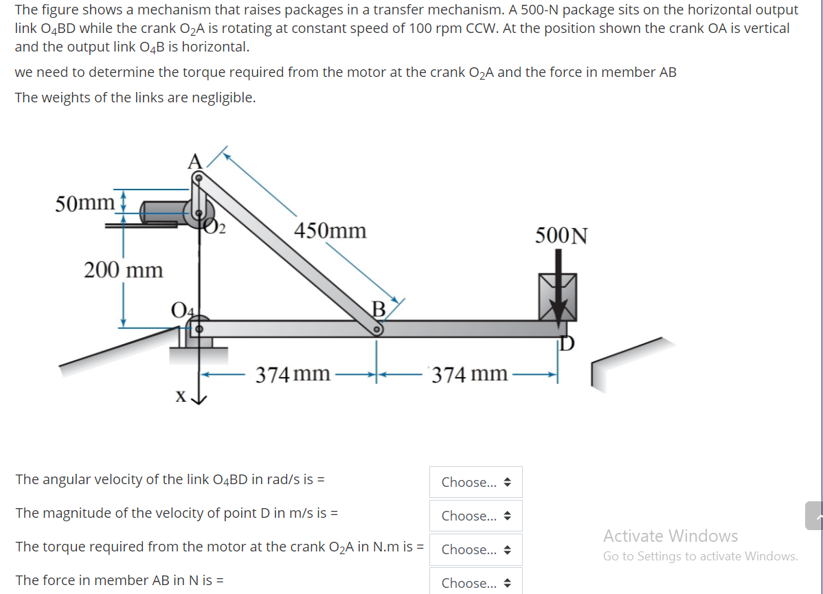 Solved The figure shows a mechanism that raises packages in | Chegg.com
