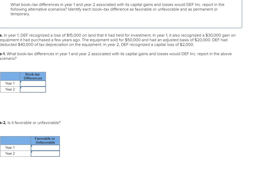 Solved What booktax differences in year 1 and year 2