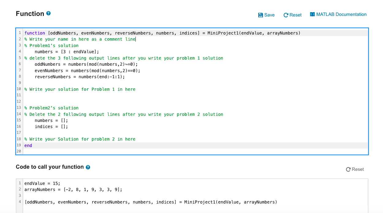 Solved Problem 2 Complete the function MiniProject1. For a | Chegg.com