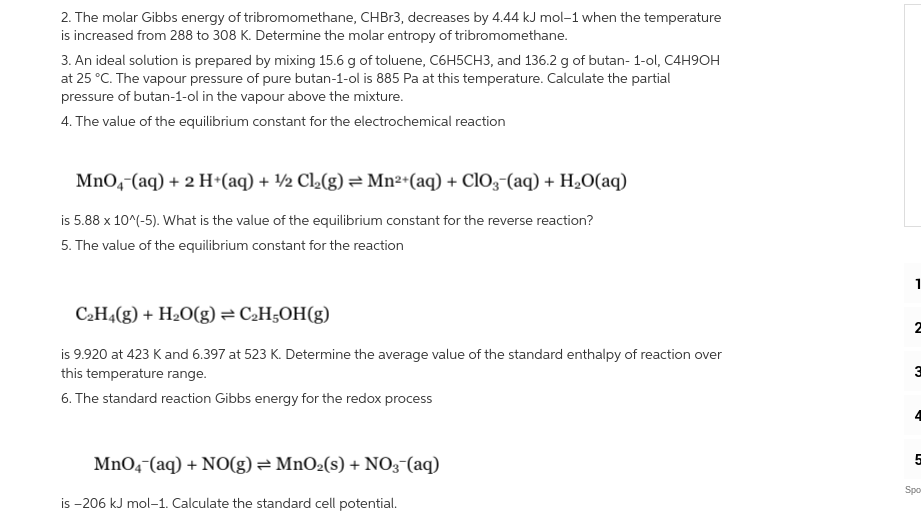 Solved 2. The molar Gibbs energy of tribromomethane, CHBr3, | Chegg.com