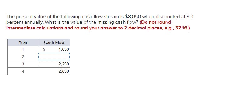 Solved The Present Value Of The Following Cash Flow Stream | Chegg.com