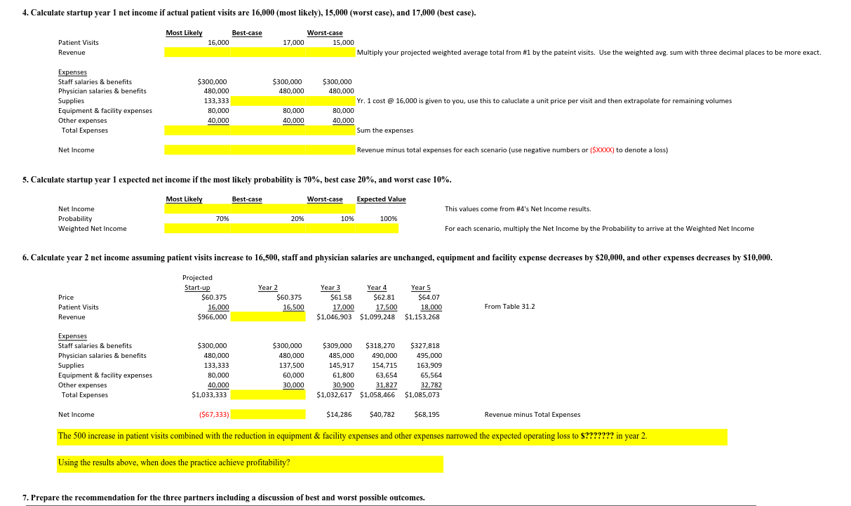 Solved 7. Prepare the recommendation for the three partners | Chegg.com