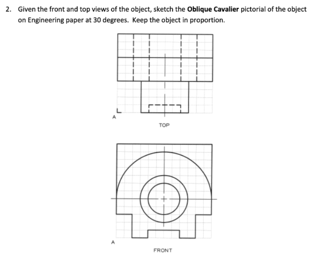 Solved 2. Given the front and top views of the object, | Chegg.com