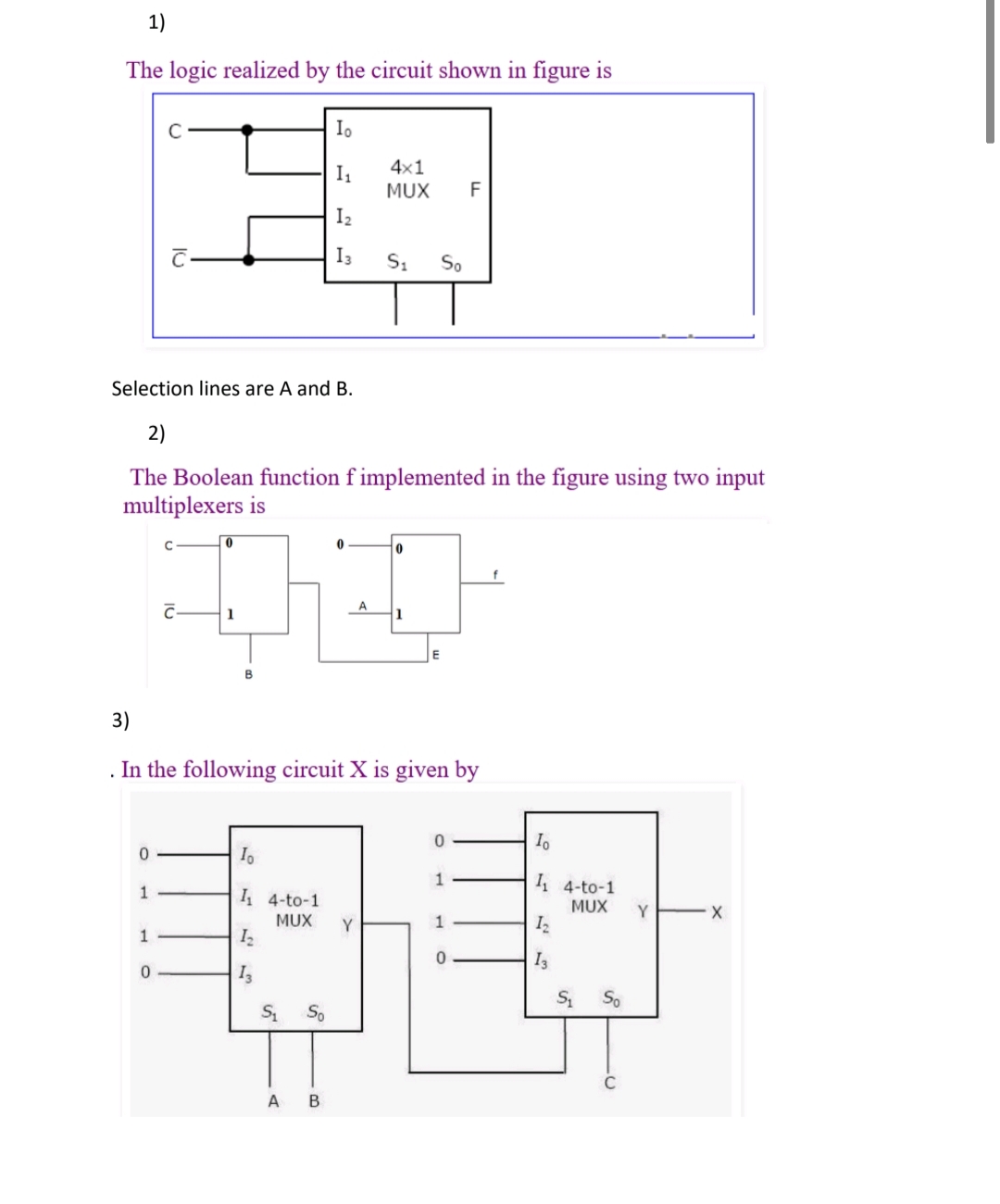 Solved 1) The logic realized by the circuit shown in figure | Chegg.com