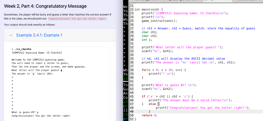 Solved The error is before congratulations message for that: | Chegg.com