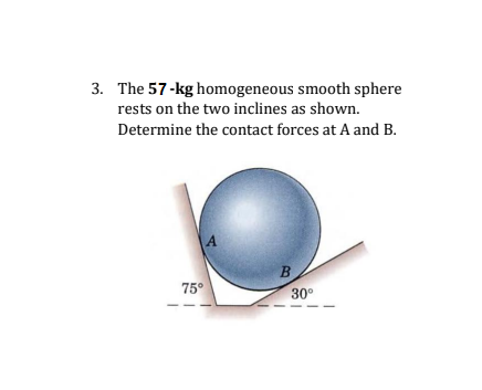 Solved 3. The 57-kg homogeneous smooth sphere rests on the | Chegg.com