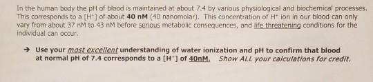 Solved In the human body the pH of blood is maintained at | Chegg.com