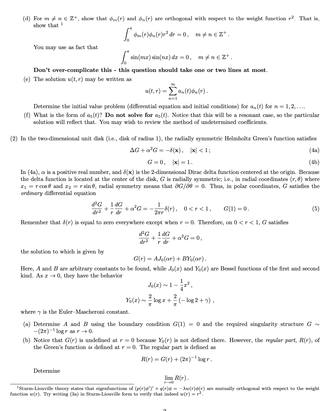 Solved (d) ﻿For m≠ninZ+, ﻿show that φm(r) ﻿and φn(r) ﻿are | Chegg.com