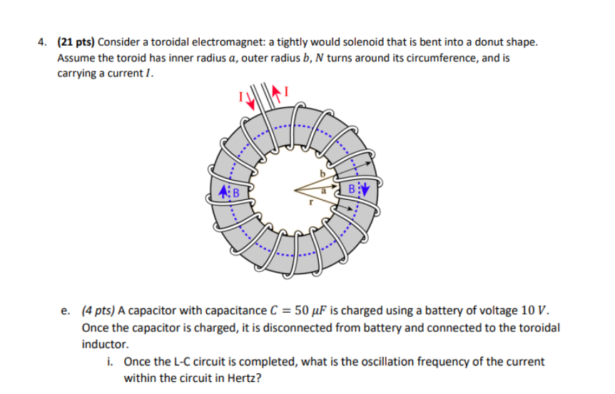 Solved (21 pts) Consider a toroidal electromagnet: a tightly | Chegg.com