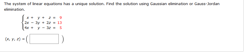 Solved The system of linear equations has a unique solution. | Chegg.com