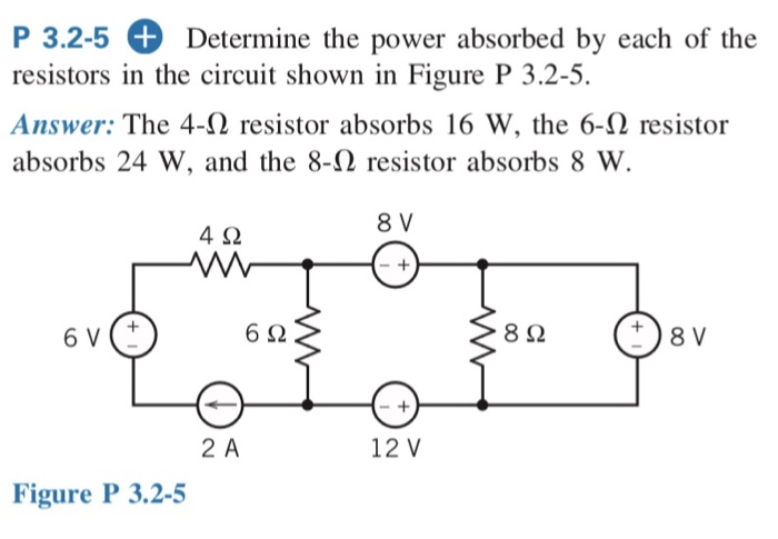 Solved P 3.2-5 + Determine the power absorbed by each of the | Chegg.com