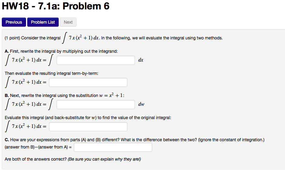Solved HW 18 -7.1a: Problem 6 Previous Problem List Next 1 | Chegg.com